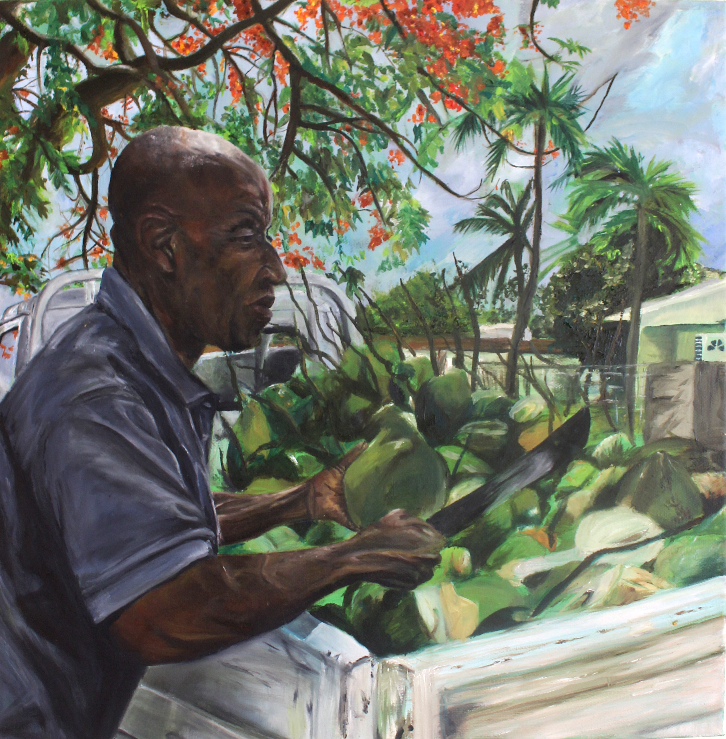 Untitled (coconut man), Oil on Canvas, 40 x 40cm, 2022